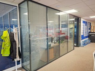 Wingnut Utilities (Chorley, Lancashire): Acoustic Double Glazed Glass Partitioning With Blinds