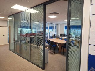 Wingnut Utilities (Chorley, Lancashire): Acoustic Double Glazed Glass Partitioning With Blinds