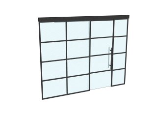 London Villa Art  (Marylebone, London): T-Bar Black Grid-Style Glass Wall and Sliding Door