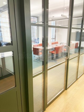A.S.K Partners Limited (Harley Street, London): Double Glazed T-Bar Office Partitions Using Metal Bottle Green Trackwork
