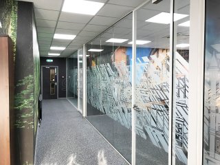 Aspect Interior Concept Ltd (Swindon, Wiltshire): Glass Office Partition Refurbishment With White Framed Glazed Doors