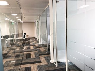 Key Building Services (Ladywood, Birmingham): Glass Office Fit Out With Acoustic Glazing & Framed Glazed Doors With White Framing