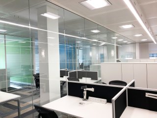 Key Building Services (Ladywood, Birmingham): Glass Office Fit Out With Acoustic Glazing & Framed Glazed Doors With White Framing