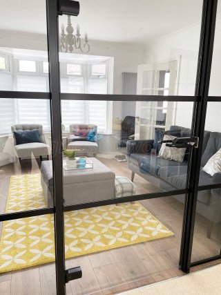 Domestic Project (Greenford, London): T-bar Heritage Style Metal and Glass Door With Side Panels