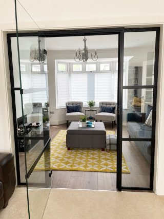Domestic Project (Greenford, London): T-bar Heritage Style Metal and Glass Door With Side Panels