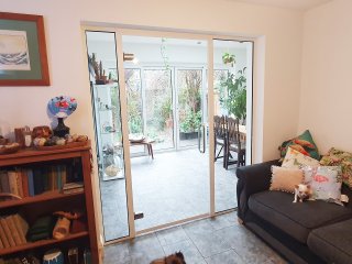 Domestic Project (Greenford, London): Toughened Glass Partition Wall and Door With White Frame