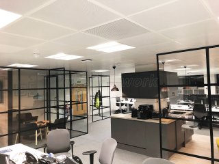 The Cabling Group (Aldgate, London): Industrial Style Glazed Partition Walls Using Our Black Slimline T-Bar Metal & Glass System