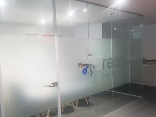 Creative Network Solutions (Bamber Bridge, Lancashire): Single Glazed Acoustic Partitions with Bespoke Opal Frost Film