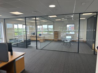 Computerlink (Enderby, Leicester): Two Room Glass Office With Black Trackwork