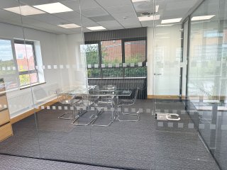 Computerlink (Enderby, Leicester): Two Room Glass Office With Black Trackwork