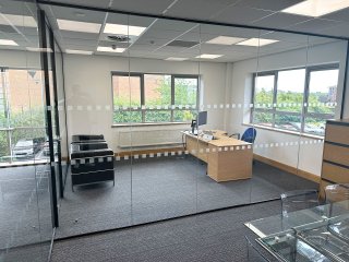 Computerlink (Enderby, Leicester): Two Room Glass Office With Black Trackwork