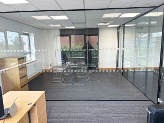 Computerlink (Enderby, Leicester): Two Room Glass Office With Black Trackwork