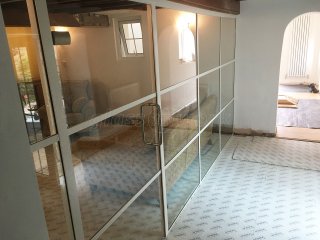 Domestic Project (Market Rasen, Lincolnshire): T-Bar Aluminium White Framed Glass Wall and Door