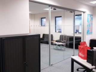 Pruftechnik Ltd (Lichfield, Staffordshire): Glass Partition With Framed Double Glass Doors