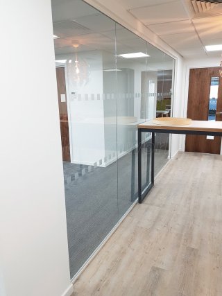 Four Square Furniture (Watford, Hertfordshire): Glass Office Walls (Using Toughened Glass & Laminated Acoustic Glass)
