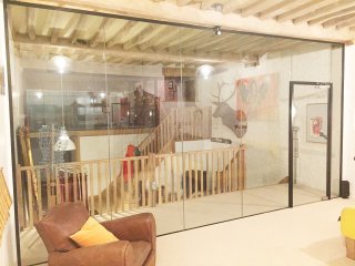 Domestic Project (Frampton on Severn, Gloucestershire): Barn Conversion Glass Partitions With Black Track