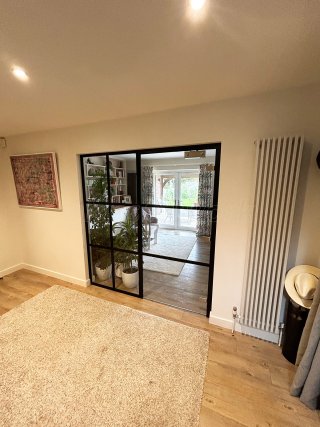 Domestic Project (Seaford, East Sussex): T-Bar Aluminium Black Framed Glass Doors