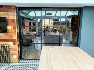 Residential Project (Cumbernauld, Glasgow): Warehouse-Effect Black Steel-Style Glass Wall
