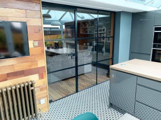 Residential Project (Cumbernauld, Glasgow): Warehouse-Effect Black Steel-Style Glass Wall