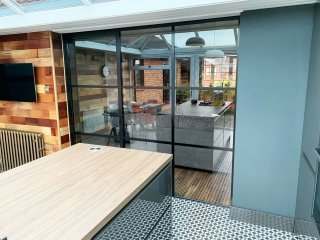 Residential Project (Cumbernauld, Glasgow): Warehouse-Effect Black Steel-Style Glass Wall