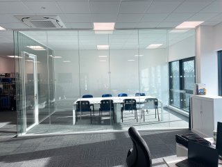 Commercial Glazing Fitout (Hook, Hampshire): Double Glazed Acoustic Glass Corner Room