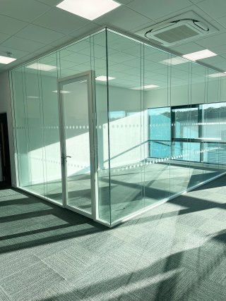 Commercial Glazing Fitout (Hook, Hampshire): Double Glazed Acoustic Glass Corner Room