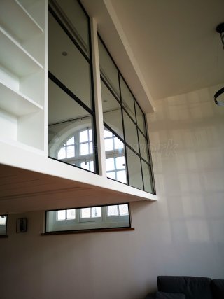 Domestic Project (Southwark, London): Mezzanine T-Bar Industrial Style Glazing With Black Frame