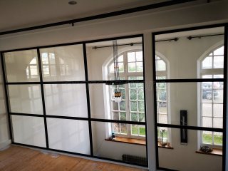 Domestic Project (Southwark, London): Mezzanine T-Bar Industrial Style Glazing With Black Frame