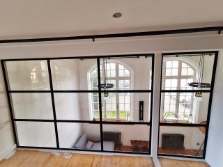 Domestic Project (Southwark, London): Mezzanine T-Bar Industrial Style Glazing With Black Frame