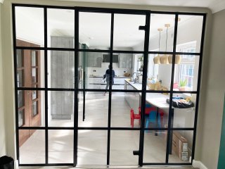Residential Project (Uxbridge, Middlesex): Industrial-Style T-Bar Toughened Glass Room Divider