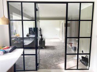 Residential Project (Uxbridge, Middlesex): Industrial-Style T-Bar Toughened Glass Room Divider