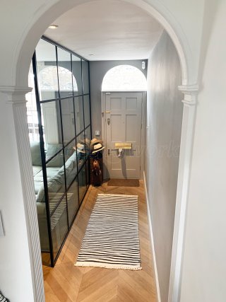 Residential Project (Islington, London): Black Grid Industrial-Style Glass Room Divider