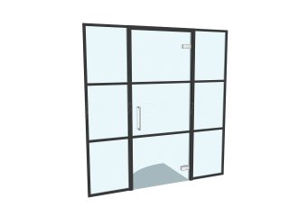 Domestic Screen (Liverpool, Merseyside): T-Bar Black Grid-Style Glass Wall and Door