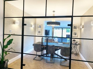 Domestic Project (Worsley, Greater Manchester): T-Bar Black Framed Glass Double Doors