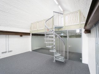 Creators and Makers (Upnor, Kent): Sound Reducing Glazed Office Partition Wall Under Vaulted Arched Roof