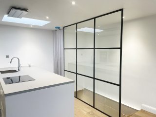Residential Project (Lee-On-The-Solent, Hampshire): Slimline T-Bar Industrial-Style Open-Ended Glazed Wall For A Stairwell