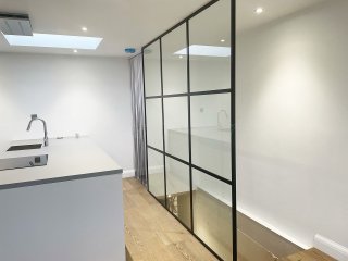 Residential Project (Lee-On-The-Solent, Hampshire): Slimline T-Bar Industrial-Style Open-Ended Glazed Wall For A Stairwell