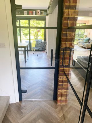 Residential Project (Woking, Surrey): Anthracite Grey Framed Glass Wall and Sliding Door, Plus A Standalone Glass Door
