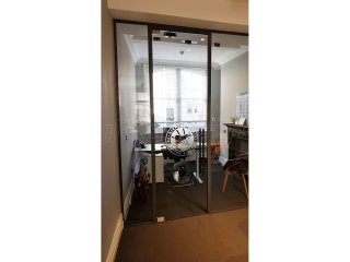 Blacks Visual Merchandising Ltd (Mayfair, London): Laminated Acoustic Glass With Framed Door [Basalt grey RAL 7012]