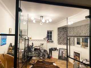 Residential Project (Epsom, Surrey): T-Bar Slimline Glass Double Doors With Black Aluminium Frame