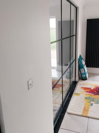 Residential Project (Boston, Lincolnshire): T-Bar Interior Black Metal Framed Glass Walls and Doors
