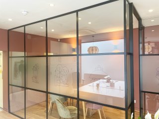 Poppys Funerals (East Sheen, London): Acoustic Metal Banded Glazed Corner Room