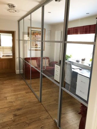 Residential Project (Loughborough, Leicestershire): T-Bar Industrial Style Grid Glazing using Silver Metalwork For Home Office