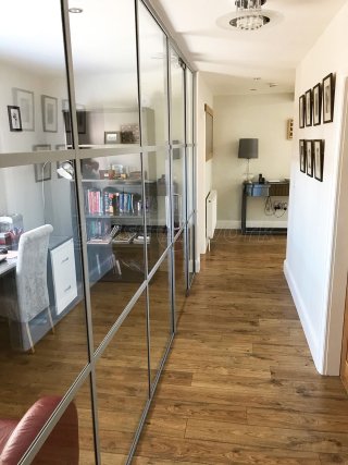 Residential Project (Loughborough, Leicestershire): T-Bar Industrial Style Grid Glazing using Silver Metalwork For Home Office