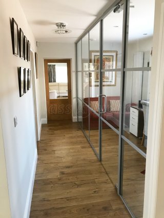 Residential Project (Loughborough, Leicestershire): T-Bar Industrial Style Grid Glazing using Silver Metalwork For Home Office