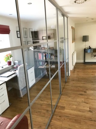 Residential Project (Loughborough, Leicestershire): T-Bar Industrial Style Grid Glazing using Silver Metalwork For Home Office