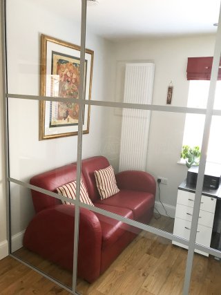Residential Project (Loughborough, Leicestershire): T-Bar Industrial Style Grid Glazing using Silver Metalwork For Home Office