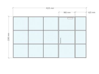 Residential Project (Loughborough, Leicestershire): T-Bar Industrial Style Grid Glazing using Silver Metalwork For Home Office
