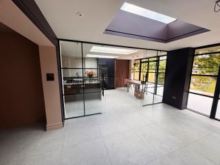 Domestic Project (Rickmansworth, Hertfordshire): Sliding Glass Double Doors With T-Bar Side Panels
