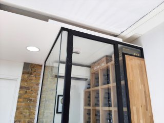 Wine Room (South Bank, London): Made-to-Measure Glass Corner Wine Room [Wine Cellar] Using Toughened Safety Glass